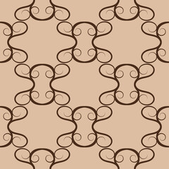 Brown abstract pattern on beige seamless background