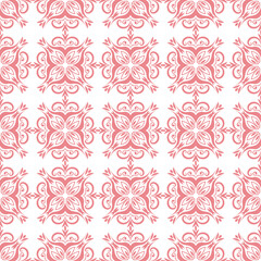 White seamless background with pink flloral pattern