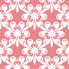 Seamless background with white flowers on pink backdrop