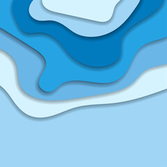 Abstract blue 3d paper cut background