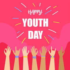 Youth Day vector concept: diverse hands doing various hand signs