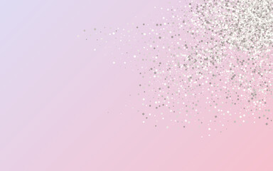 Silver Confetti Bridal Pink Background. Vector 