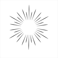 Sun burst, star burst sunshine. Radiating from the center of thin beams, lines.