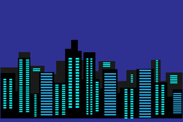 Vector city silhouette icon with windows.