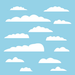 Scenery of Cloudy Blue Sky in Bright Day Vector Illustration
