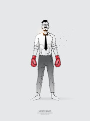 The particles, geometric art, line, and the dot of a business man