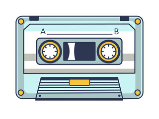 Retro audio casette in light colord over white background.