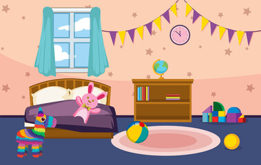 Fototapeta premium Beautiful pink bedroom for little sweet girl.