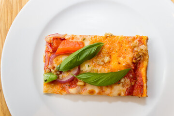 Italian Pizza from above on white plate