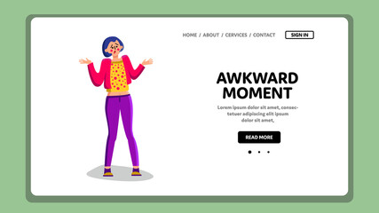 Awkward Moment Confused Shrug Young Woman Vector
