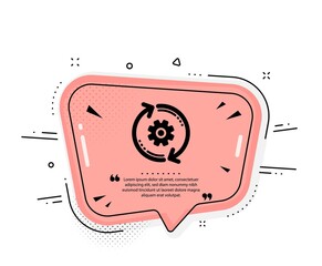 Cogwheel icon. Quote speech bubble. Engineering tool sign. Cog gear, refresh settings symbol. Quotation marks. Classic cogwheel icon. Vector