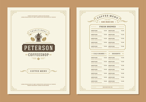 Coffee menu design brochure template vector Illustration