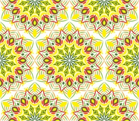 Ornamental mandala design abstract background. Seamless pattern with flowers
