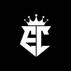 ec logo monogram shield shape with crown design template - obrazy, fototapety, plakaty