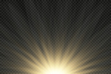Fototapeta premium Light highlight yellow special effect with rays of light and magic sparkles