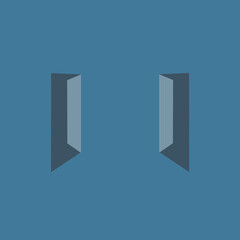 
minimalist window, blue background, illustration