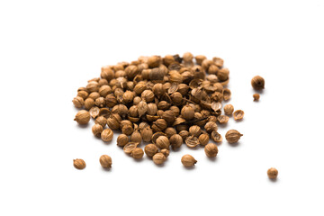 Coriander seeds isolated on white background