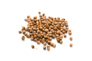 Coriander seeds isolated on white background