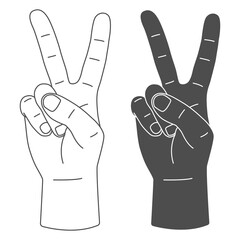 Peace hand sign vector illustration isolated on a white background.