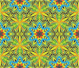 Fototapeta premium Ornamental mandala design abstract background. Seamless pattern with flowers