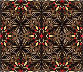 Ornamental mandala design abstract background. Seamless pattern with flowers