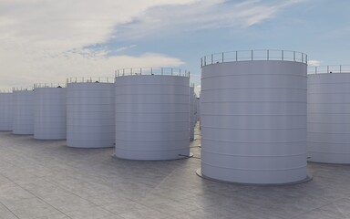 oil refinery, chemical production, waste processing plant, exterior visualization, 3D illustration