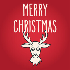Fototapeta na wymiar Christmas greeting card with a reindeer