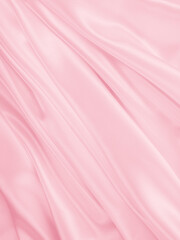 Beautiful elegant wavy light pink satin silk luxury cloth fabric texture, abstract background design. Copy space