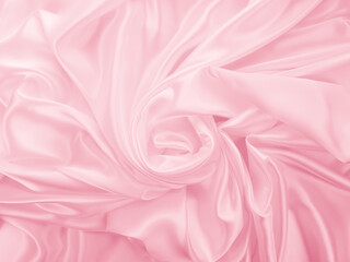 Obraz premium Beautiful elegant wavy light pink satin silk luxury cloth fabric texture, abstract background design. Copy space