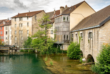 Arbois village view with the river
