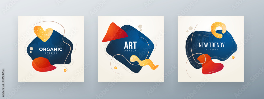 Canvas Prints set of liquid color abstract geometric shapes. fluid gradient elements for minimal banner, logo, soc