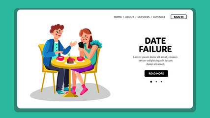 Date Failure Girl Ignore Boy In Restaurant Vector