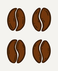 Roasted coffee beans, set caffeine symbol