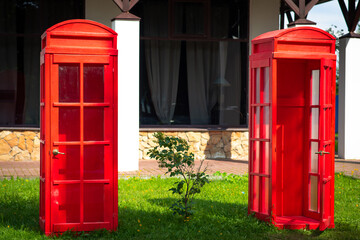 Wooden red telephone booths were installed in the Park.
