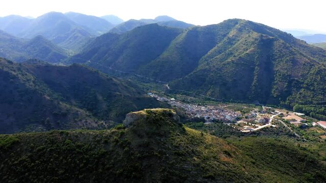 bell towers alto palancia aerial view castle ruins