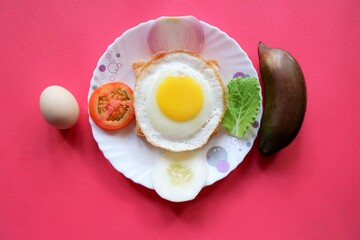 Home made burger with  eggs and  vegetables,special diet