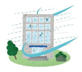 竜巻の被害に遭う自動車のベクターイラスト Wall Mural Icim