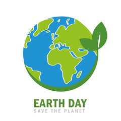 earth day globe environmentalism symbol with green leaves vector illustration EPS10