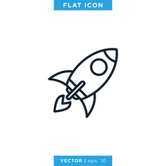 Rocket Icon Vector Design Template. Editable Stroke.