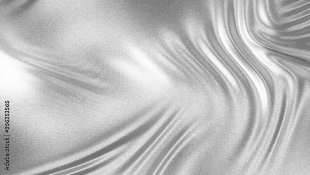 Aufkleber silver satin or silk background with little waves. silver drapery silk fabric in the wind. abstract 