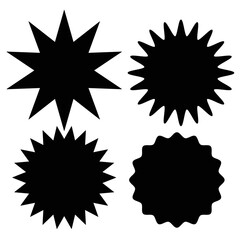 Set of black labels various shape isolated on white. Vector illustration

