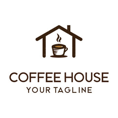 House Coffee Logo Template Design Vector, Emblem, Design Concept, Creative Symbol, Icon