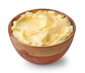 fresh butter in wooden bowl