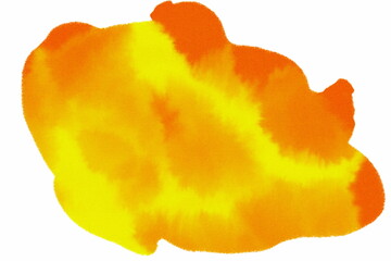 Abstract watercolor of red mixed with yellow on a white background.