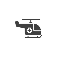 Emergency Helicopter vector icon. filled flat sign for mobile concept and web design. Ambulance helicopter glyph icon. Symbol, logo illustration. Vector graphics