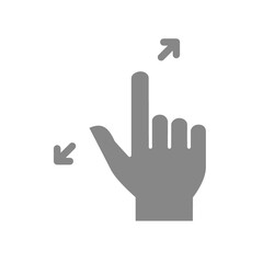 Zoom with two fingers grey icon. Touch screen hand gesture symbol