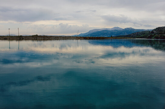 Mountains reflecting in a blue lake