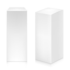 Paper white tall plain boxes set mock-up template.