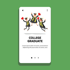 College Graduate Celebrate Happy Students Vector