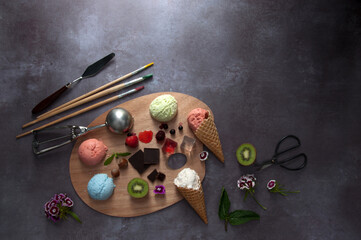 Ice cream palette of flavours